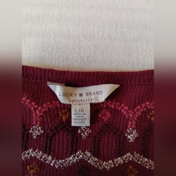LUCKY BRAND Fair Isle Embroidery Long Sleeve Tee Size Large - Picture 5 of 6